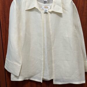 Talbots Ivory 2-Piece Blouse Blouse and Jacket with Classic Collar Silk and Line